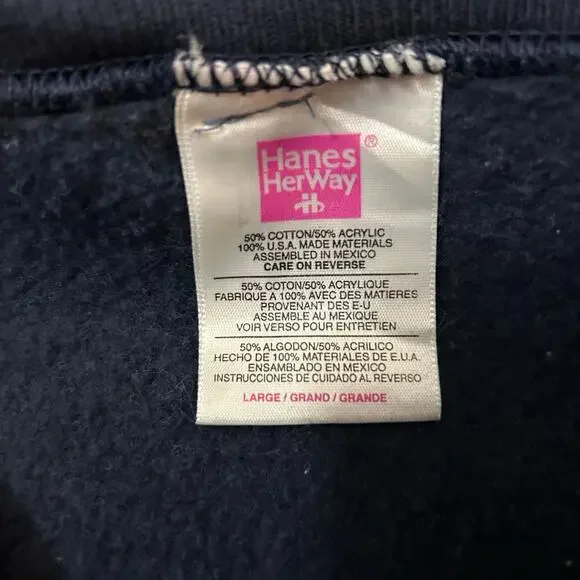 Western Upcycled Crew Sweatshirt Womens Large Blue Denim Patches Rodeo Party - Picture 2 of 5